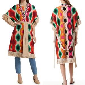 Alice + Olivia Oversized Maibella long fringe wool-blend cardigan size XS/S